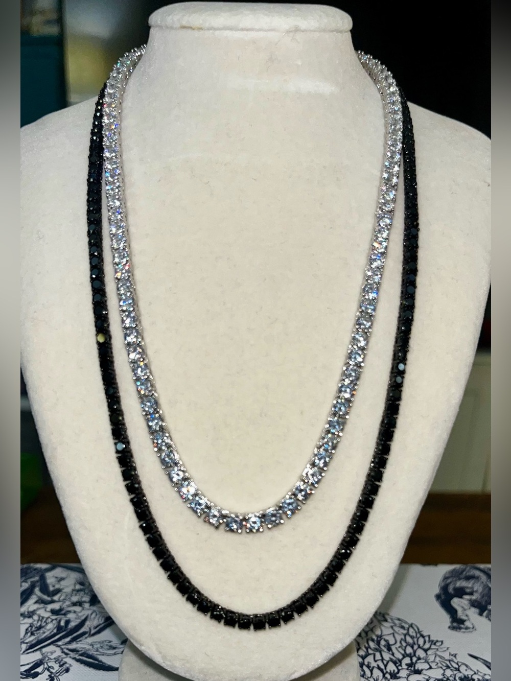 🖤💎Jet Black & Ice Crystal Tennis Necklaces | Statement Duo- can be sold separate